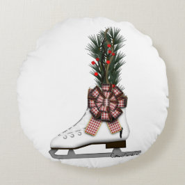 Almofada Redonda Decoração de Natal do Skate de gelo com Arco de Ta