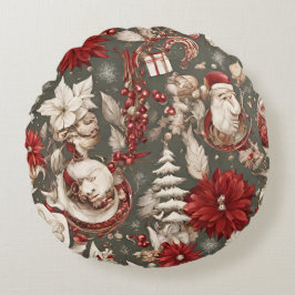 Almofada Redonda decoração de natal, flores