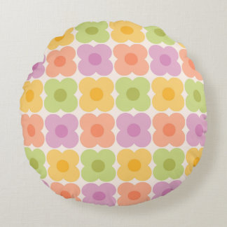 Almofada Redonda Decoração Dopamina Floral Retro Geométrico Pastel