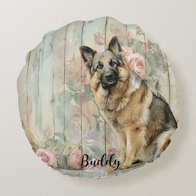 Almofada Redonda Decorative German Shepherd Throw Pillow (Verso)