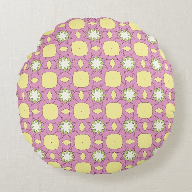 Almofada Redonda decorative pillow featuring a geometric pattern (Frente)