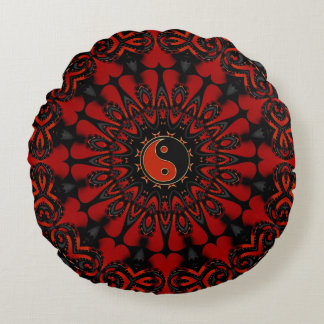 Almofada Redonda Deep Red Balance (Yin Yang)