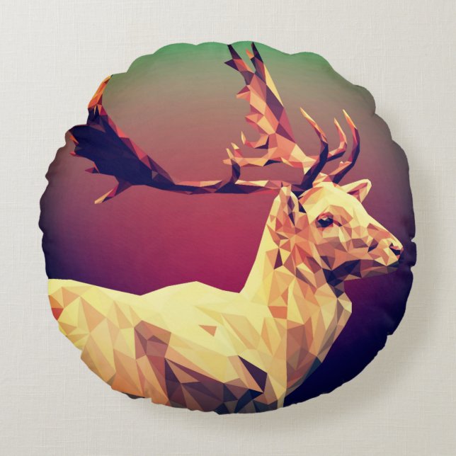 Almofada Redonda Deer Polygon Design (Frente)