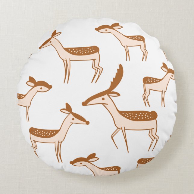 Almofada Redonda Deer tocando na neve (Frente)