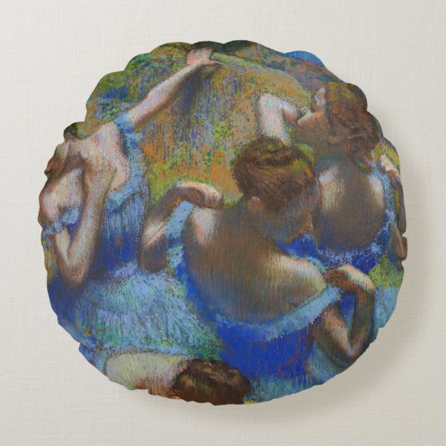Almofada Redonda Degas Blue Dancers Pastel Fine Art Masterpiece (Frente)