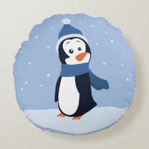 Almofada Redonda Deixe-O Neve! (Pinguim)