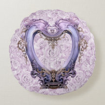 Delicate Rococo Lilac Lyra Harp Cotton