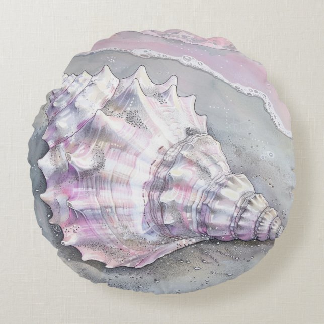Almofada Redonda Delicate Soft Pastel Lilac Seashell (Frente)