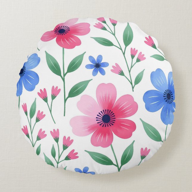 Almofada Redonda  Delícia de Flor de Água de Rosa (Frente)