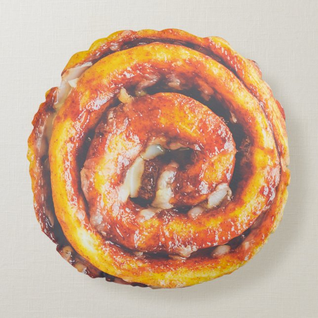 Almofada Redonda Deliciosa e doce Canela Bun. (Frente)