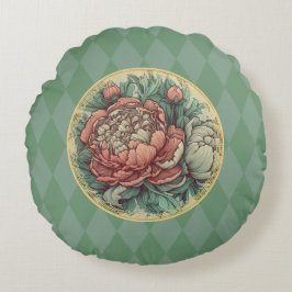 Almofada Redonda Delicioso Art Nouveau Peonies