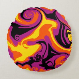 Almofada Redonda Derramar - Laranja, Preto, Rosa e Amarelo
