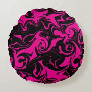 Almofada Redonda Derramar - Magenta e preto