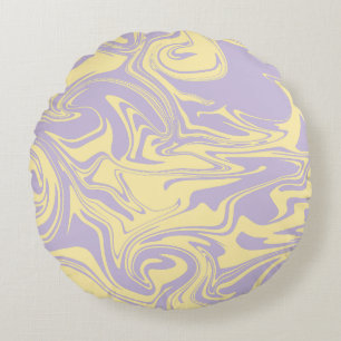 Almofada Redonda Derramar - Pastel Amarelo e Roxo