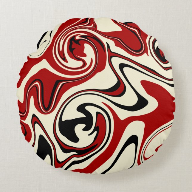 Almofada Redonda Derramar - Vermelho e Creme (Frente)