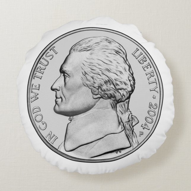 Almofada Redonda Descanso redondo da moeda de níquel (Verso)