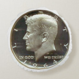 Almofada Redonda Descanso redondo da moeda do meio dólar de Kennedy