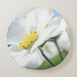 Almofada Redonda Desejos com Margaridas Brancas Personalizados