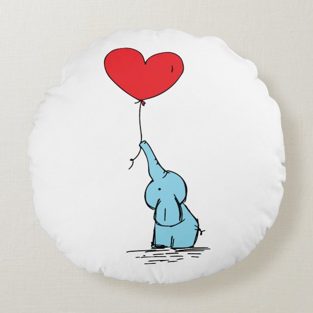 Almofada Redonda desenho animado em travesseiro redondo elefante (Frente)