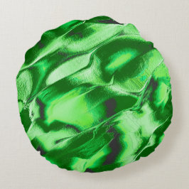 Almofada Redonda Desenho de dunas verdes metálicas grossas