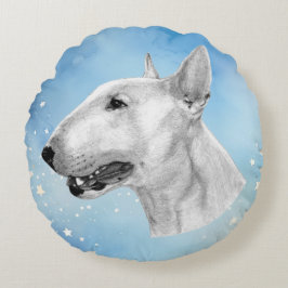 Almofada Redonda Desenho de lápis Bull Terrier