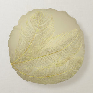 Almofada Redonda Desenho de Pena Elegante para Celebrações Luxuosas