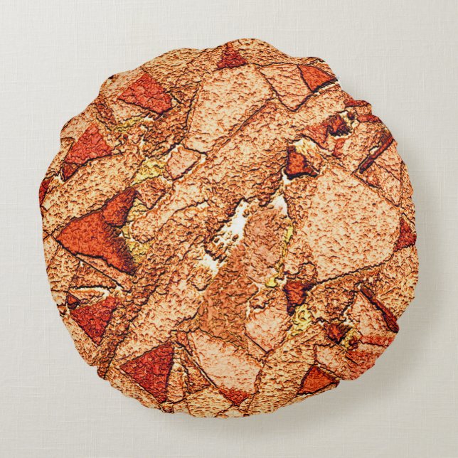 Almofada Redonda Desenho de rocha vulcânica pintado a vermelho lara (Verso)