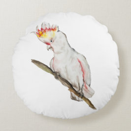 Almofada Redonda Desenho em aquarela de um papagaio-católico
