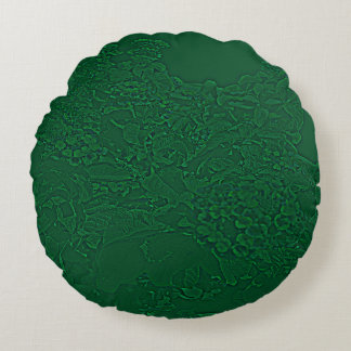 Almofada Redonda Desenho Floral Latino Verde.