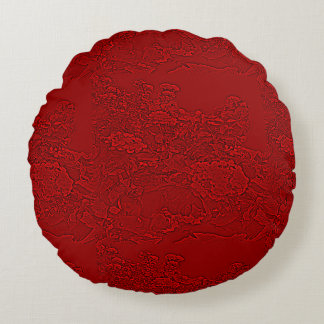 Almofada Redonda Desenho Floral Vermelho Lantana