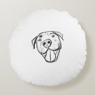 Almofada Redonda desenho pitbull simples amantes de cães preto bran