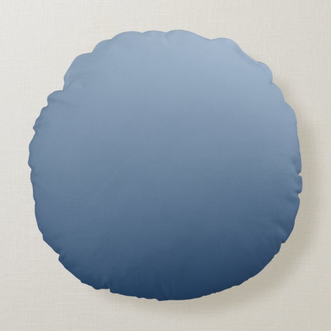 Almofada Redonda Desenho Sutil Azul Fumê de Claro a Escuro (Frente)
