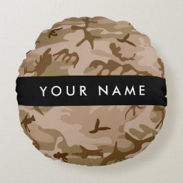 Almofada Redonda Desert Camouflage Patterno, seu nome, Personalize