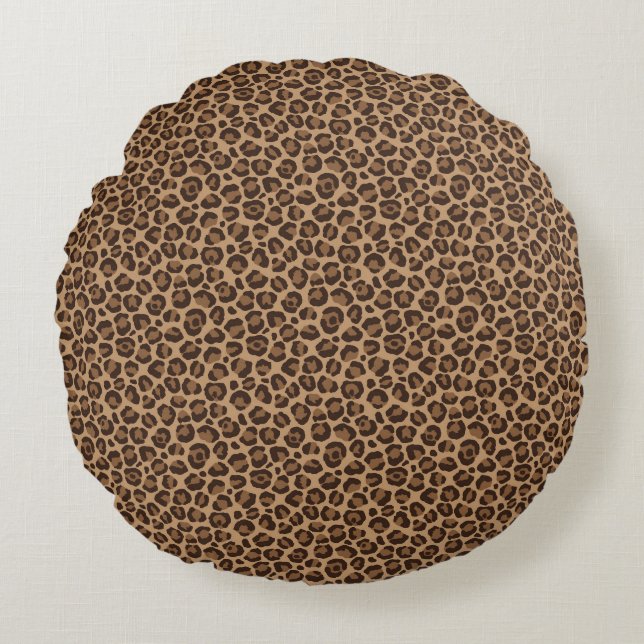 Almofada Redonda Design da Série Clássica Leopardo 12  (Frente)