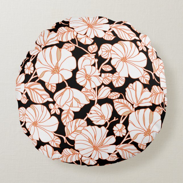 Almofada Redonda design de arte floral (Frente)