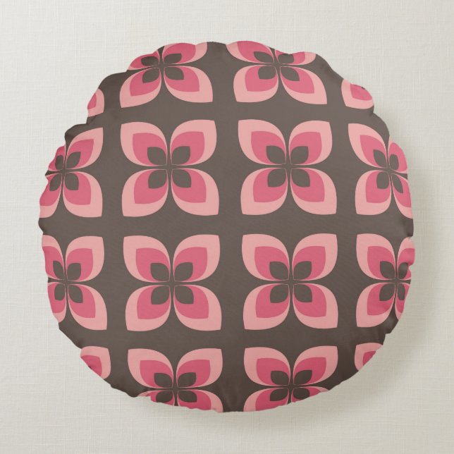 Almofada Redonda Design de Arte Floral Moderna (Frente)