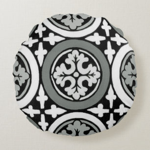 Almofada Redonda Design de Azulejo de Renascença Decorativa