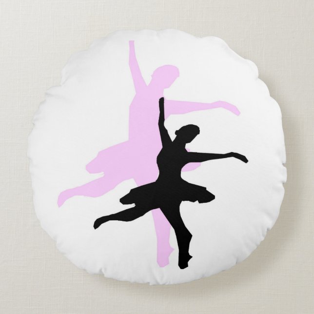 Almofada Redonda Design de bailarina de sombra (Frente)