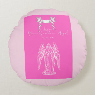 Almofada Redonda Design de Carta de Amor - Amor, Seu Anjo da Guarda