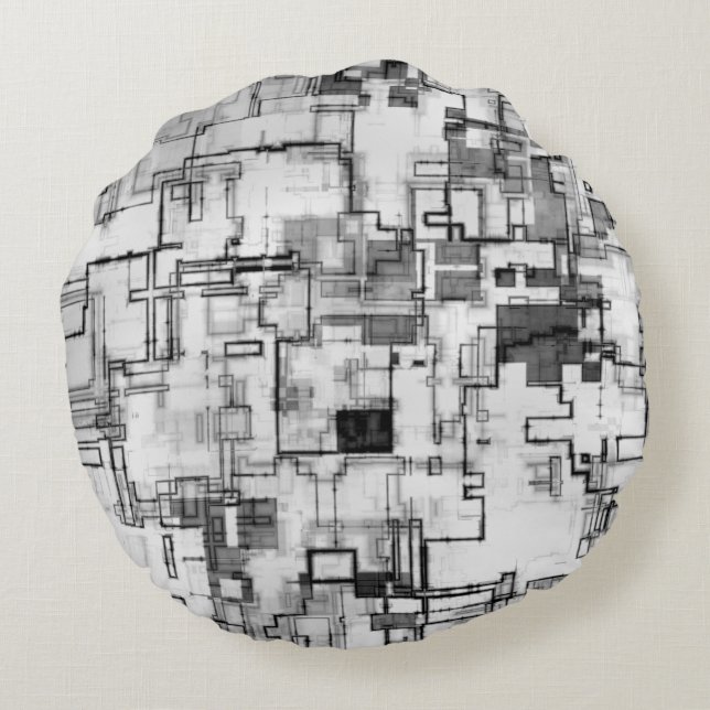 Almofada Redonda Design de Circuito Urbano Digital (Verso)