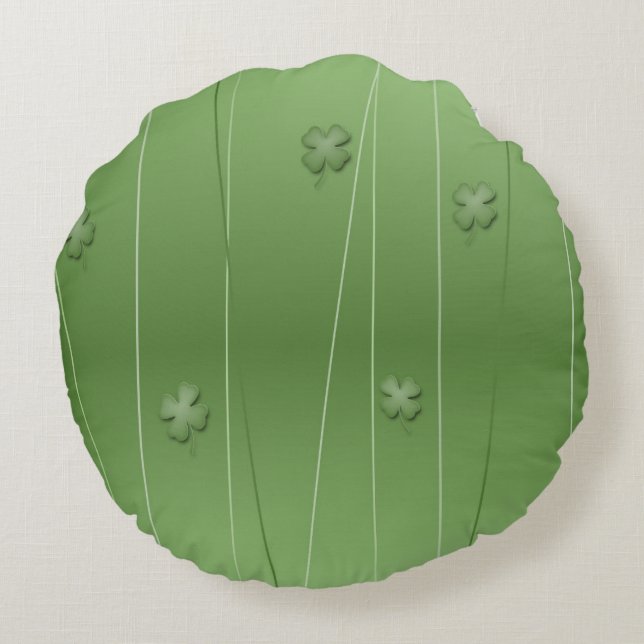 Almofada Redonda Design de Clover irlandês (Verso)