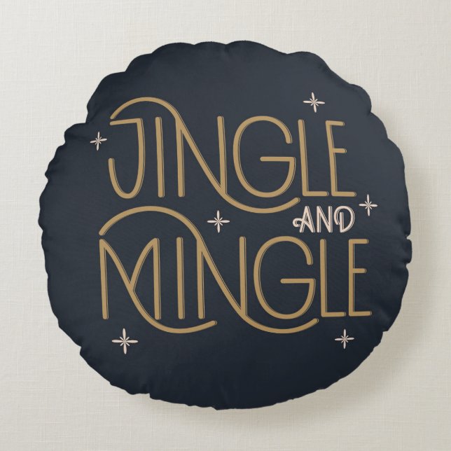Almofada Redonda Design de Festivo Jingle e Mingle Holiday (Frente)