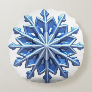 Almofada Redonda Design de floco de neve 3d legante