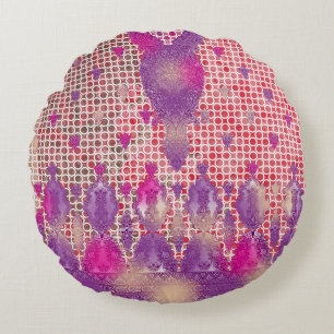 Almofada Redonda design de fundo roxo com pontos