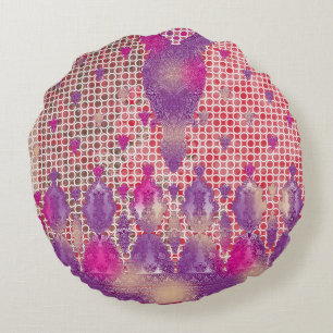 Almofada Redonda design de fundo roxo com pontos