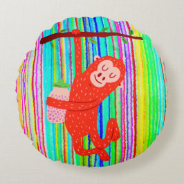 Almofada Redonda Design de Macaco Pequeno Fofo