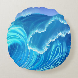 Almofada Redonda Design de onda marítima - Onda fluente