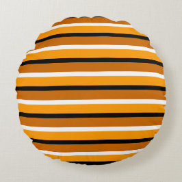 Almofada Redonda Design de Padrão de Stripes Castanho Laranja