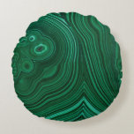 Almofada Redonda Design de pedra-verde-malaquita<br><div class="desc">Gemstone malaquita natural,  textura de rocha mineral verde,  gemas semimontológicas</div>