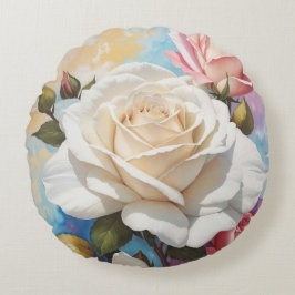 Almofada Redonda Design de pintura Rose Bouquet